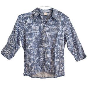 Women's Blue w/White Dots Long Sleeve Blouse Size 4